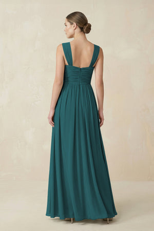 Sweetheart Pleated Chiffon A - Line Bridesmaid Dress in Pine - SHE IS ME Bridesmaid Dresses