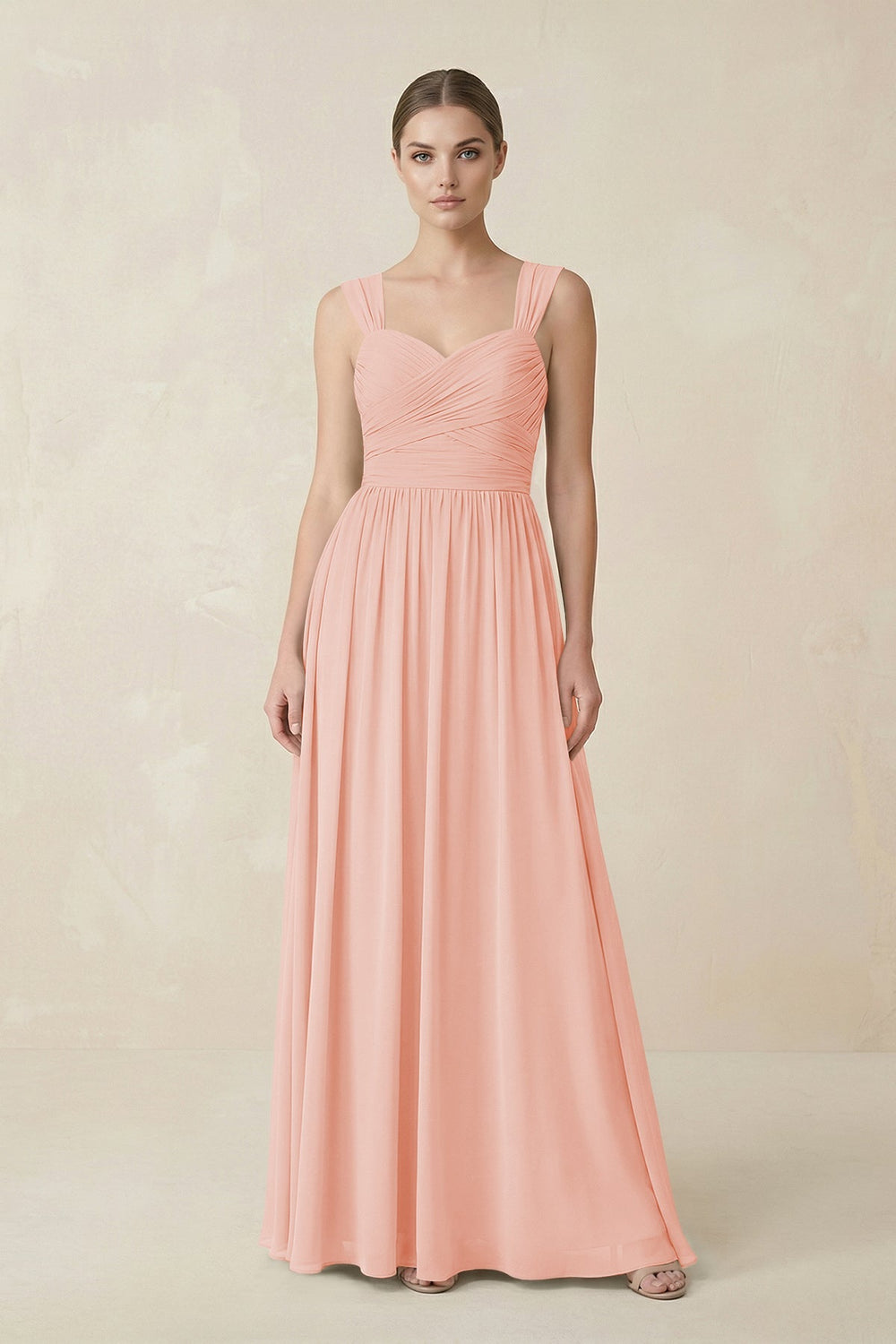 Sweetheart Pleated Chiffon A - Line Bridesmaid Dress in Rose Petal - KISS BRIDAL Bridesmaid Dresses