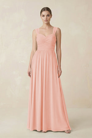 Sweetheart Pleated Chiffon A - Line Bridesmaid Dress in Rose Petal - SHE IS ME Bridesmaid Dresses