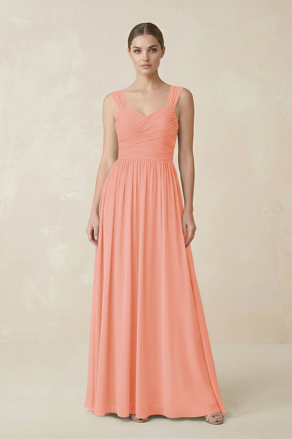 Sweetheart Pleated Chiffon A - Line Bridesmaid Dress in Rosette - KISS BRIDAL Bridesmaid Dresses