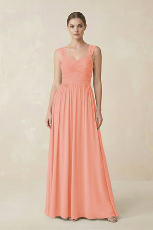 Sweetheart Pleated Chiffon A - Line Bridesmaid Dress in Rosette - SHE IS ME Bridesmaid Dresses