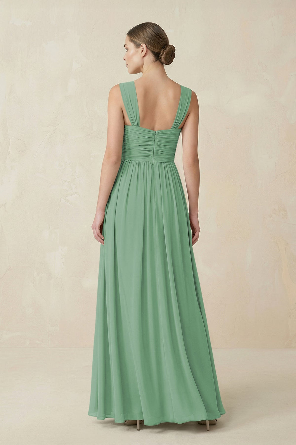 Sweetheart Pleated Chiffon A - Line Bridesmaid Dress in Sea Glass - KISS BRIDAL Bridesmaid Dresses