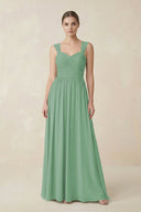 Sweetheart Pleated Chiffon A - Line Bridesmaid Dress in Sea Glass - SHE IS ME Bridesmaid Dresses