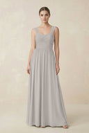 Sweetheart Pleated Chiffon A - Line Bridesmaid Dress in Silver - SHE IS ME Bridesmaid Dresses