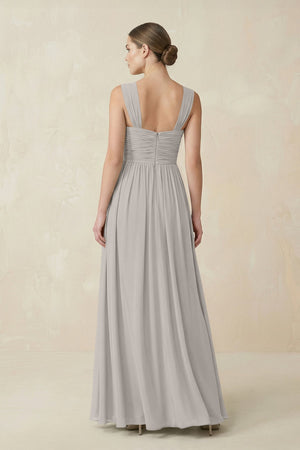 Sweetheart Pleated Chiffon A - Line Bridesmaid Dress in Silver - SHE IS ME Bridesmaid Dresses