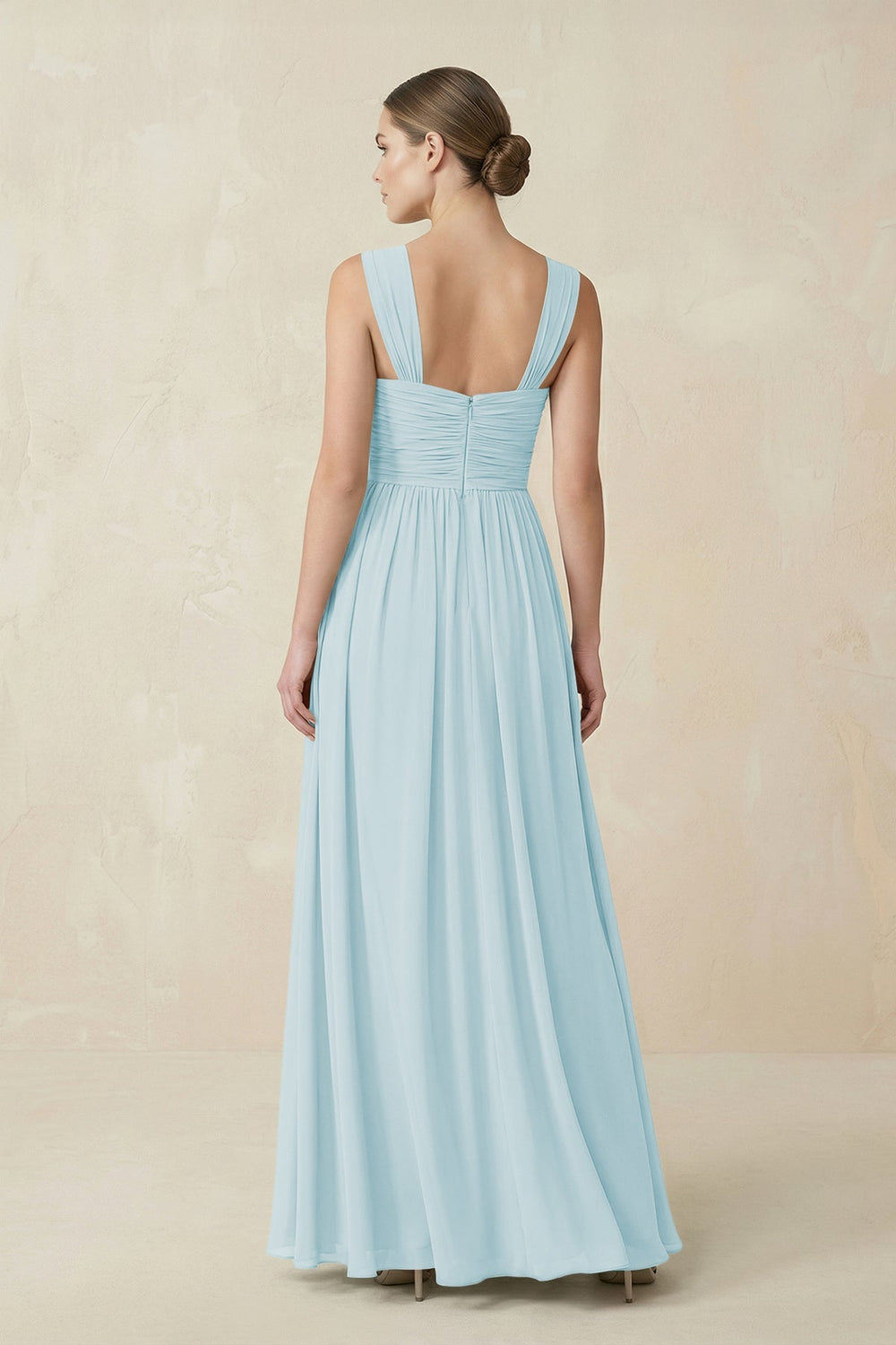 Sweetheart Pleated Chiffon A - Line Bridesmaid Dress in Sky Blue - KISS BRIDAL Bridesmaid Dresses