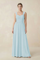 Sweetheart Pleated Chiffon A - Line Bridesmaid Dress in Sky Blue - SHE IS ME Bridesmaid Dresses