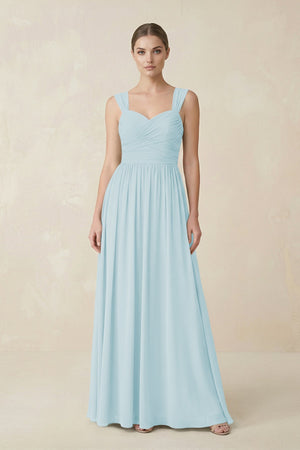 Sweetheart Pleated Chiffon A - Line Bridesmaid Dress in Sky Blue - SHE IS ME Bridesmaid Dresses
