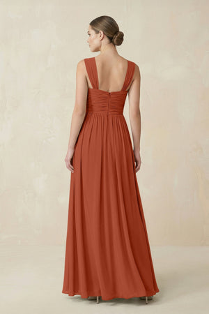 Sweetheart Pleated Chiffon A - Line Bridesmaid Dress in Spice - SHE IS ME Bridesmaid Dresses