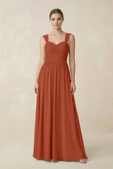 Sweetheart Pleated Chiffon A - Line Bridesmaid Dress in Spice - KISS BRIDAL Bridesmaid Dresses
