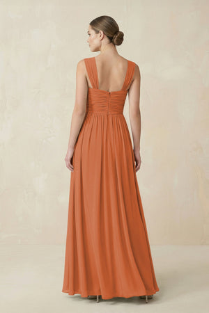 Sweetheart Pleated Chiffon A - Line Bridesmaid Dress in Terracotta - SHE IS ME Bridesmaid Dresses