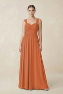 Sweetheart Pleated Chiffon A - Line Bridesmaid Dress in Terracotta - SHE IS ME Bridesmaid Dresses