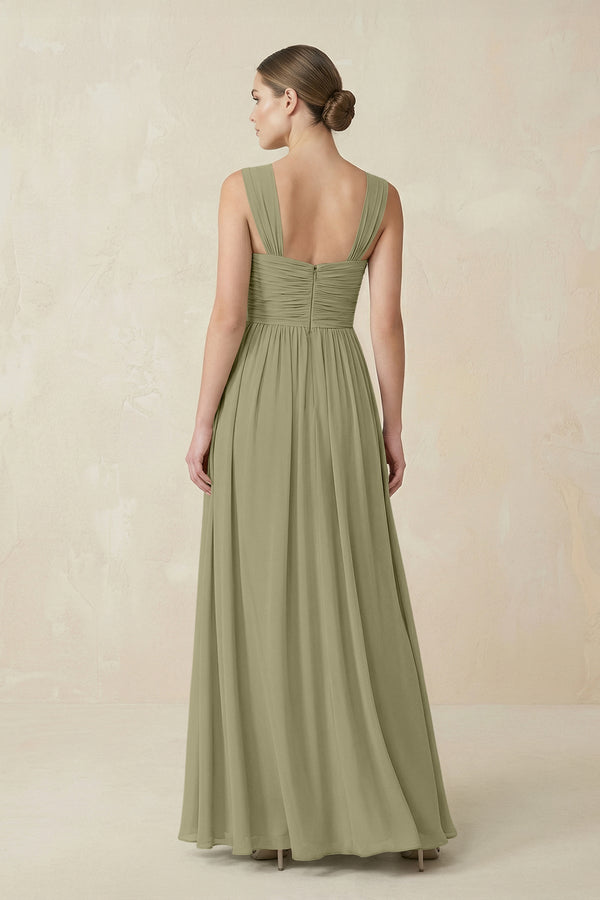 Sweetheart Pleated Chiffon A - Line Bridesmaid Dress in Thyme - SHE IS ME Bridesmaid Dresses
