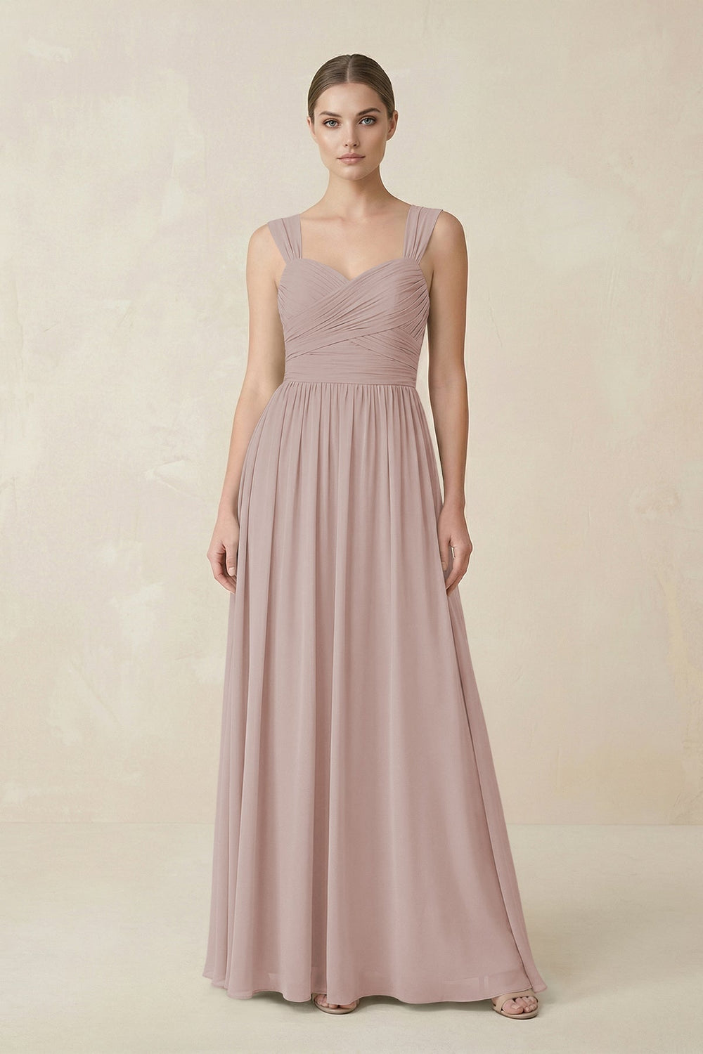 Sweetheart Pleated Chiffon A - Line Bridesmaid Dress in Toffee - SHE IS ME Bridesmaid Dresses
