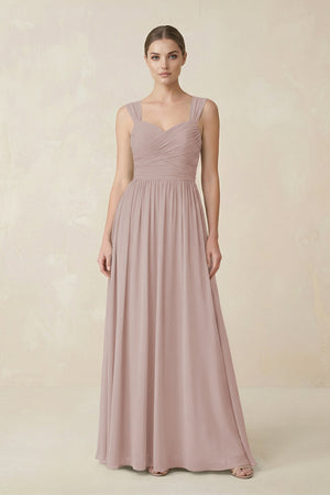 Sweetheart Pleated Chiffon A - Line Bridesmaid Dress in Toffee - SHE IS ME Bridesmaid Dresses