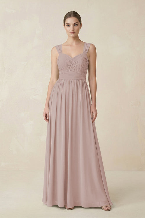 Sweetheart Pleated Chiffon A - Line Bridesmaid Dress in Toffee - SHE IS ME Bridesmaid Dresses