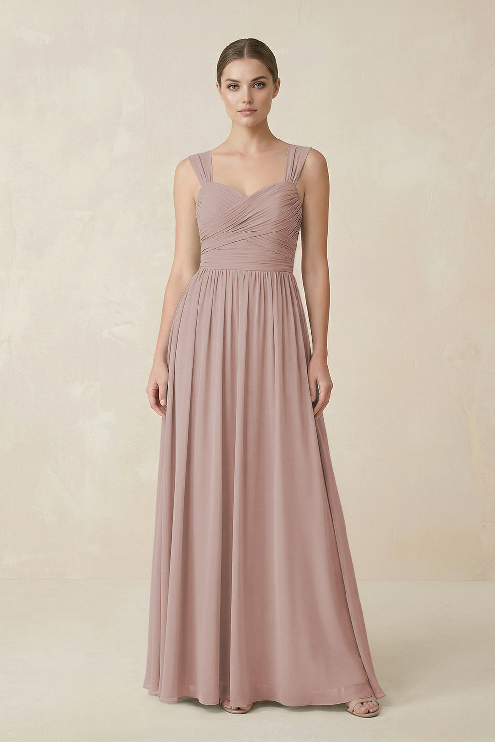Sweetheart Pleated Chiffon A-Line Bridesmaid Dress in Toffee