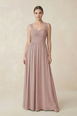 Sweetheart Pleated Chiffon A-Line Bridesmaid Dress in Toffee | KISSBRIDAL