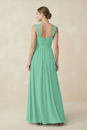 Sweetheart Pleated Chiffon A - Line Bridesmaid Dress in Turquoise - SHE IS ME Bridesmaid Dresses