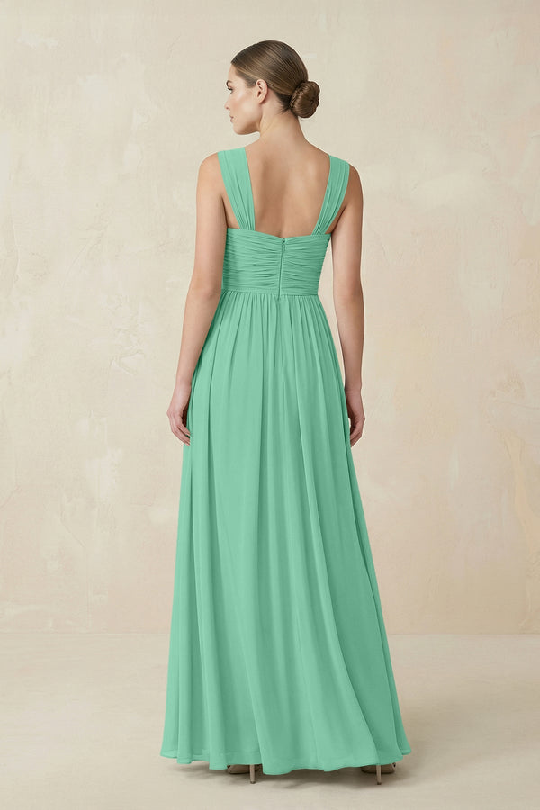 Sweetheart Pleated Chiffon A - Line Bridesmaid Dress in Turquoise - SHE IS ME Bridesmaid Dresses