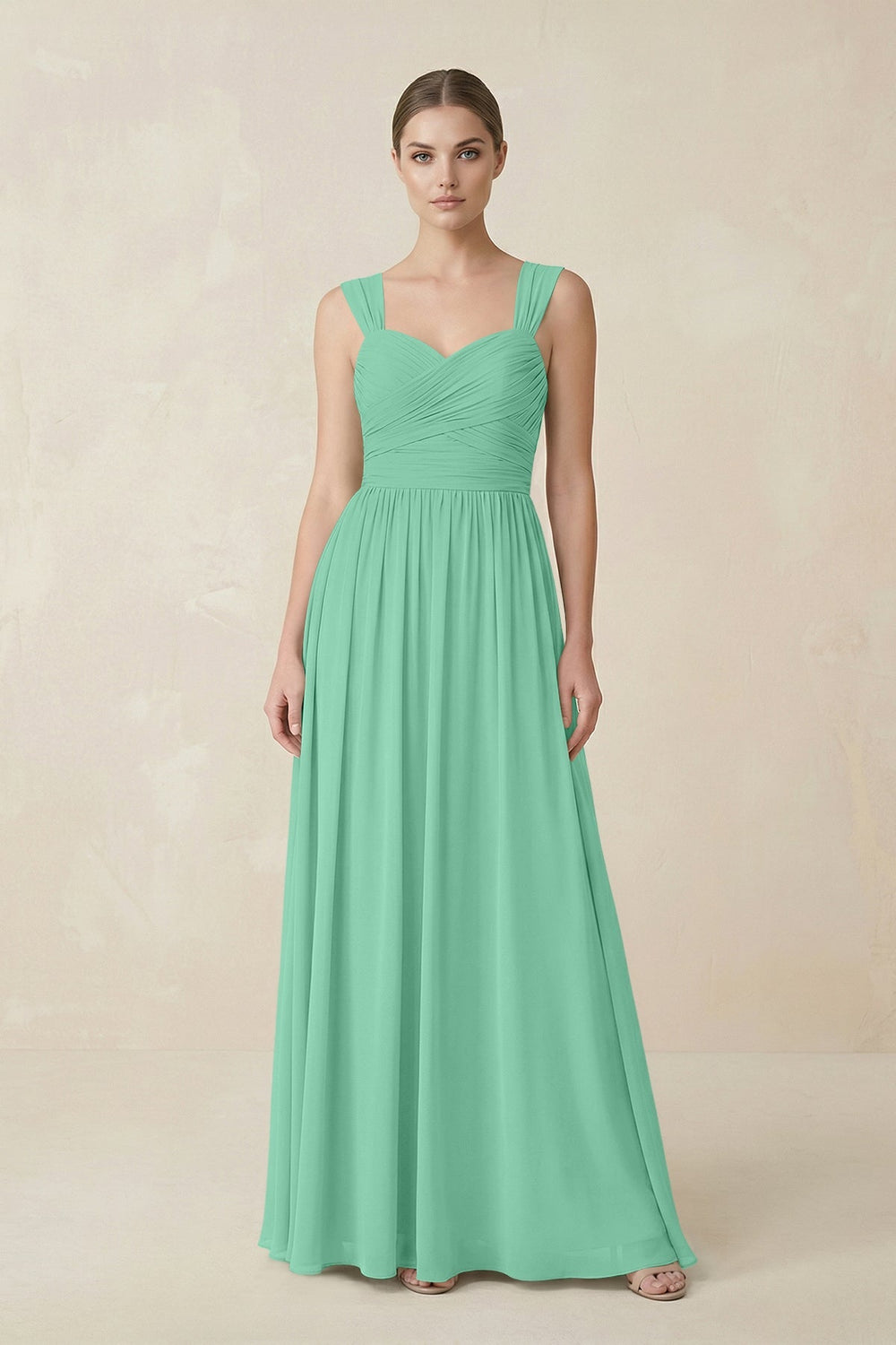 Sweetheart Pleated Chiffon A - Line Bridesmaid Dress in Turquoise - KISS BRIDAL Bridesmaid Dresses