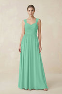 Sweetheart Pleated Chiffon A - Line Bridesmaid Dress in Turquoise - SHE IS ME Bridesmaid Dresses