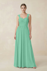 Sweetheart Pleated Chiffon A - Line Bridesmaid Dress in Turquoise - KISS BRIDAL Bridesmaid Dresses