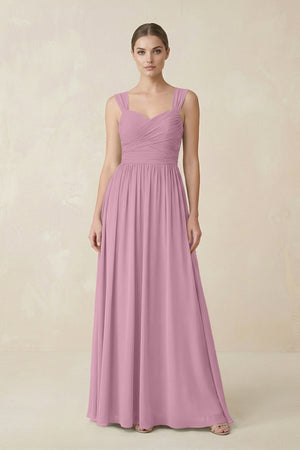 Sweetheart Pleated Chiffon A - Line Bridesmaid Dress in Vintage Mauve - SHE IS ME Bridesmaid Dresses