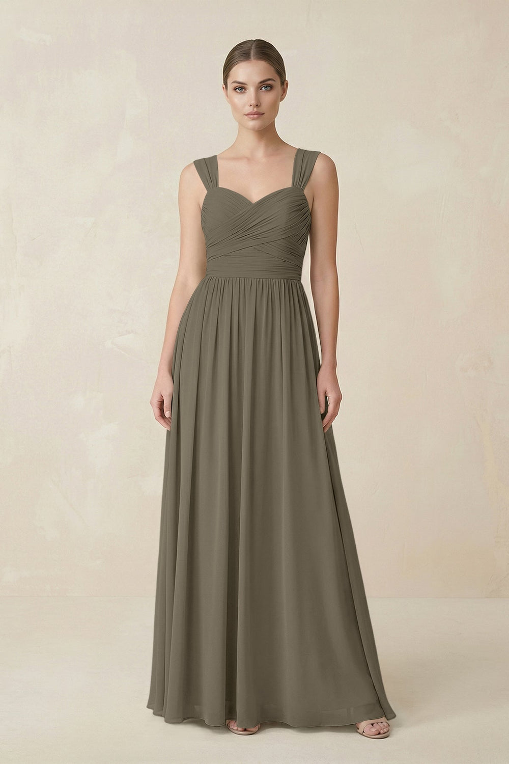 Sweetheart Pleated Chiffon A - Line Bridesmaid Dress in Willow Green - KISS BRIDAL Bridesmaid Dresses