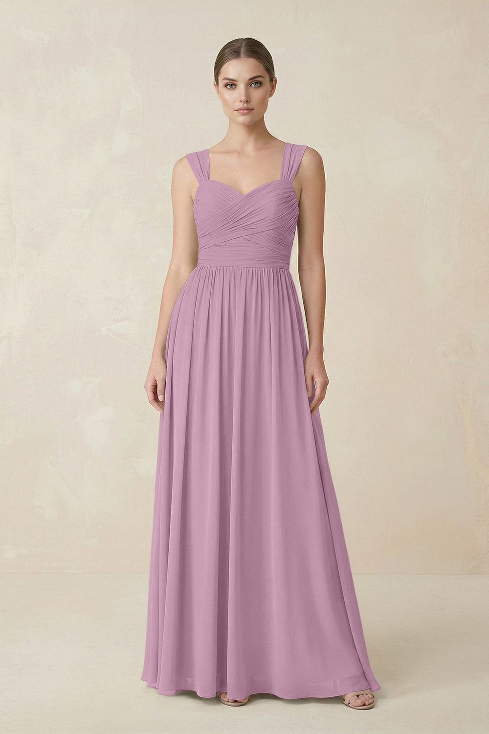 Sweetheart Pleated Chiffon A - Line Bridesmaid Dress in Wisteria - KISS BRIDAL Bridesmaid Dresses
