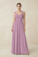 Sweetheart Pleated Chiffon A - Line Bridesmaid Dress in Wisteria - SHE IS ME Bridesmaid Dresses