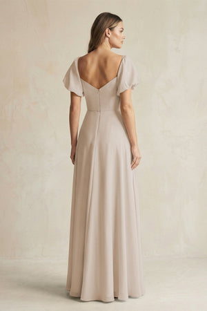 Sweetheart Puff Sleeve A - Line Chiffon Bridesmaid Dress in Frost - KISS BRIDAL Bridesmaid Dresses