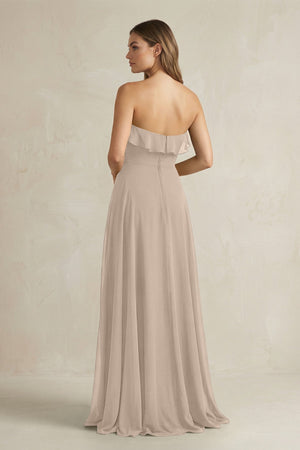 Sweetheart Ruffled A - Line Chiffon Bridesmaid Dress in Almond - SHE IS ME Bridesmaid Dresses