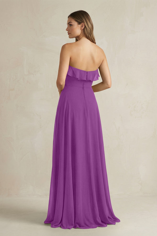 Sweetheart Ruffled A - Line Chiffon Bridesmaid Dress in Amethyst - SHE IS ME Bridesmaid Dresses