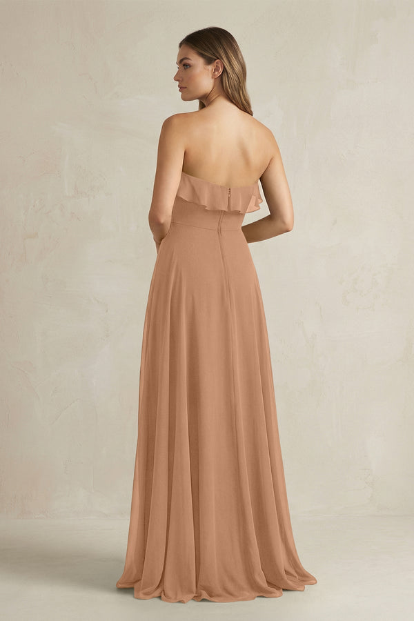 Sweetheart Ruffled A - Line Chiffon Bridesmaid Dress in Bronzer - SHE IS ME Bridesmaid Dresses