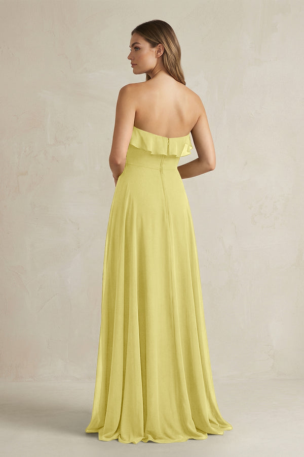 Sweetheart Ruffled A - Line Chiffon Bridesmaid Dress in Buttercup - SHE IS ME Bridesmaid Dresses