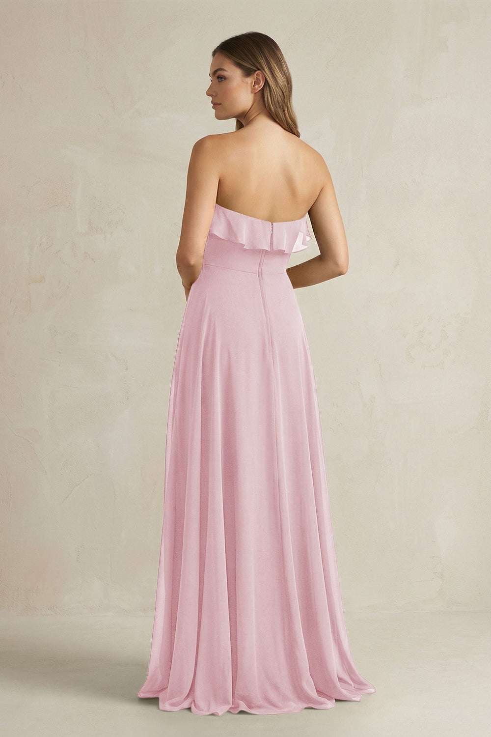 Sweetheart Ruffled A - Line Chiffon Bridesmaid Dress in Candy Pink - KISS BRIDAL Bridesmaid Dresses