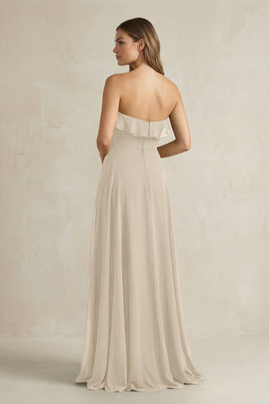 Sweetheart Ruffled A - Line Chiffon Bridesmaid Dress in Champagne - SHE IS ME Bridesmaid Dresses