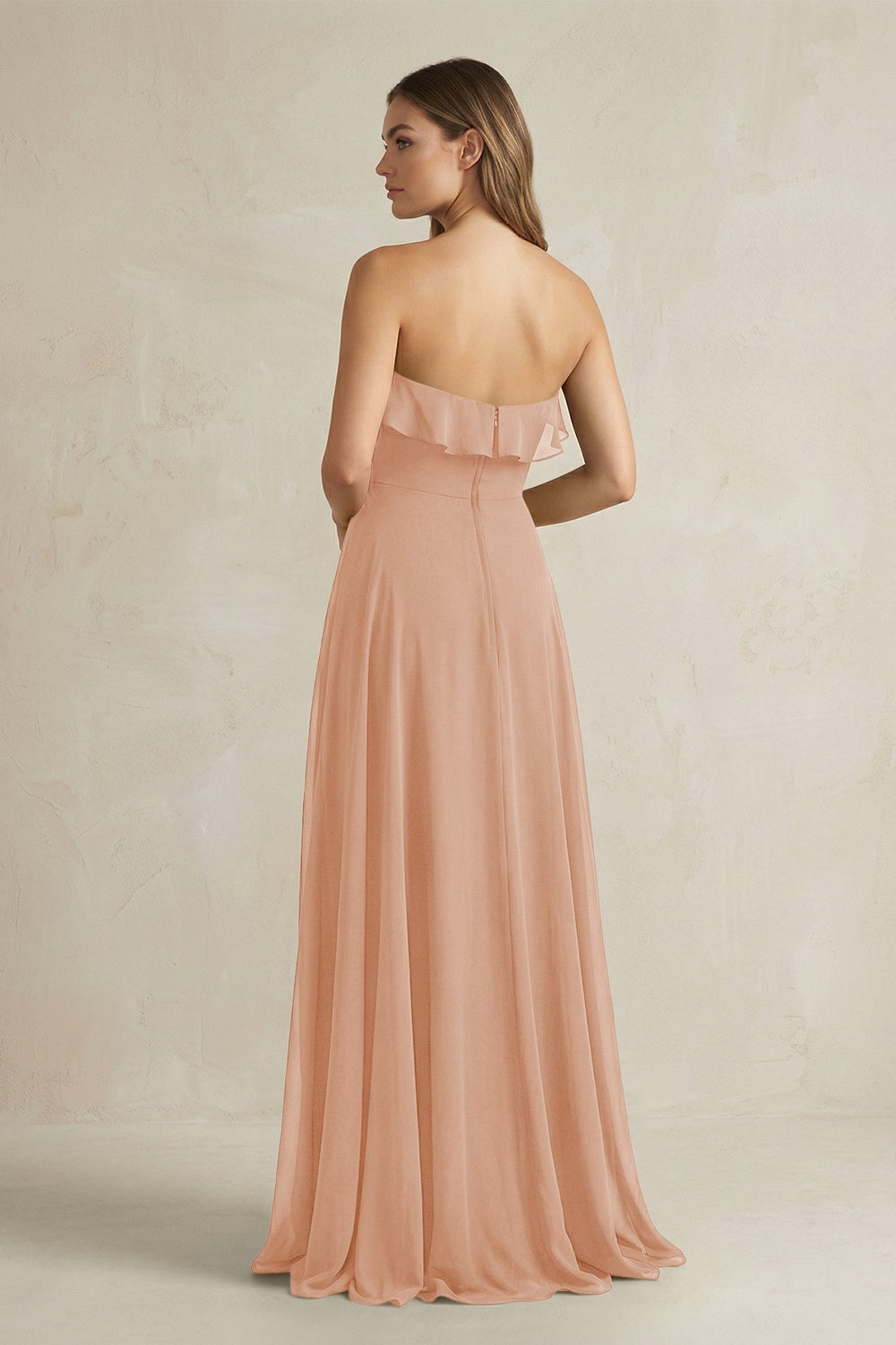 Sweetheart Ruffled A - Line Chiffon Bridesmaid Dress in Champagne Rose - KISS BRIDAL Bridesmaid Dresses