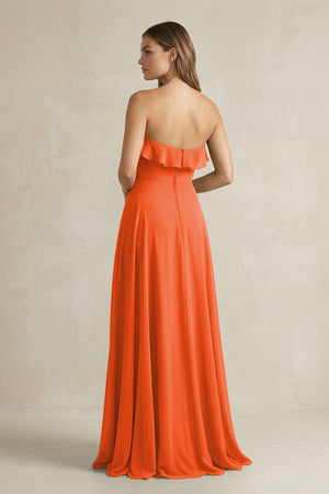 Sweetheart Ruffled A-Line Chiffon Bridesmaid Dress in Cinnamon (2) | KISSBRIDAL