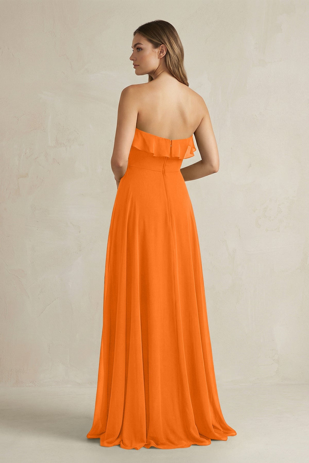Sweetheart Ruffled A - Line Chiffon Bridesmaid Dress in Cinnamon - KISS BRIDAL Bridesmaid Dresses