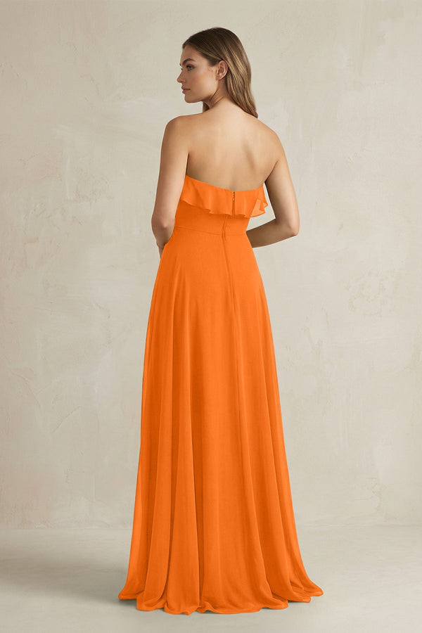 Sweetheart Ruffled A - Line Chiffon Bridesmaid Dress in Cinnamon - SHE IS ME Bridesmaid Dresses