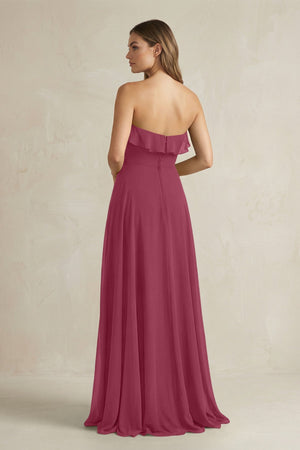 Sweetheart Ruffled A - Line Chiffon Bridesmaid Dress in Desert Rose - SHE IS ME Bridesmaid Dresses