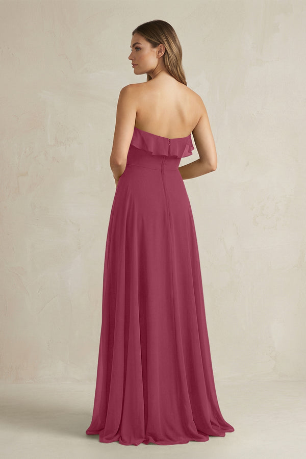 Sweetheart Ruffled A - Line Chiffon Bridesmaid Dress in Desert Rose - SHE IS ME Bridesmaid Dresses