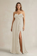 Sweetheart Ruffled A - Line Chiffon Bridesmaid Dress in Dove Gray - SHE IS ME Bridesmaid Dresses
