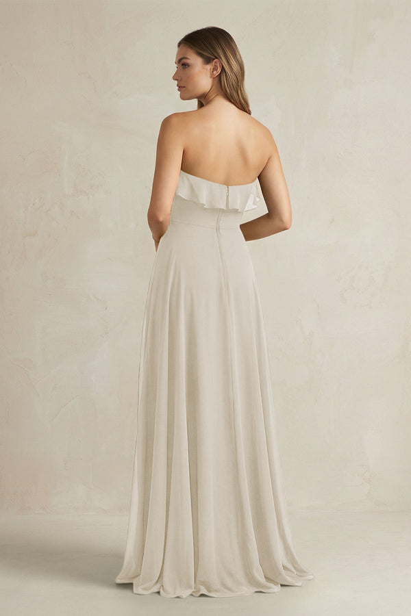 Sweetheart Ruffled A - Line Chiffon Bridesmaid Dress in Dove Gray - SHE IS ME Bridesmaid Dresses