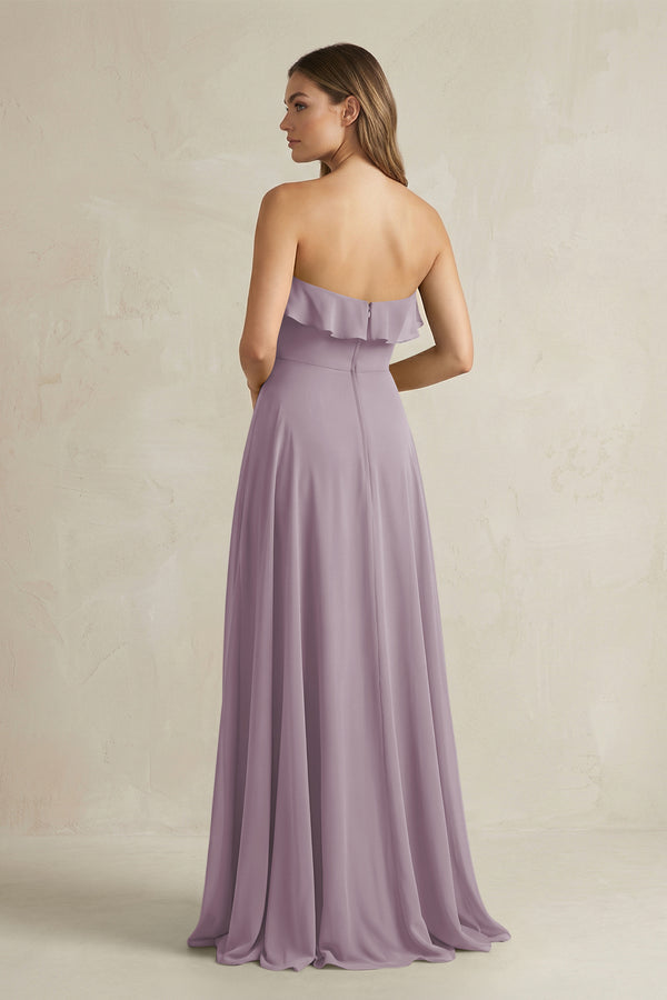Sweetheart Ruffled A-Line Chiffon Bridesmaid Dress in Dusk (2) | KISSBRIDAL