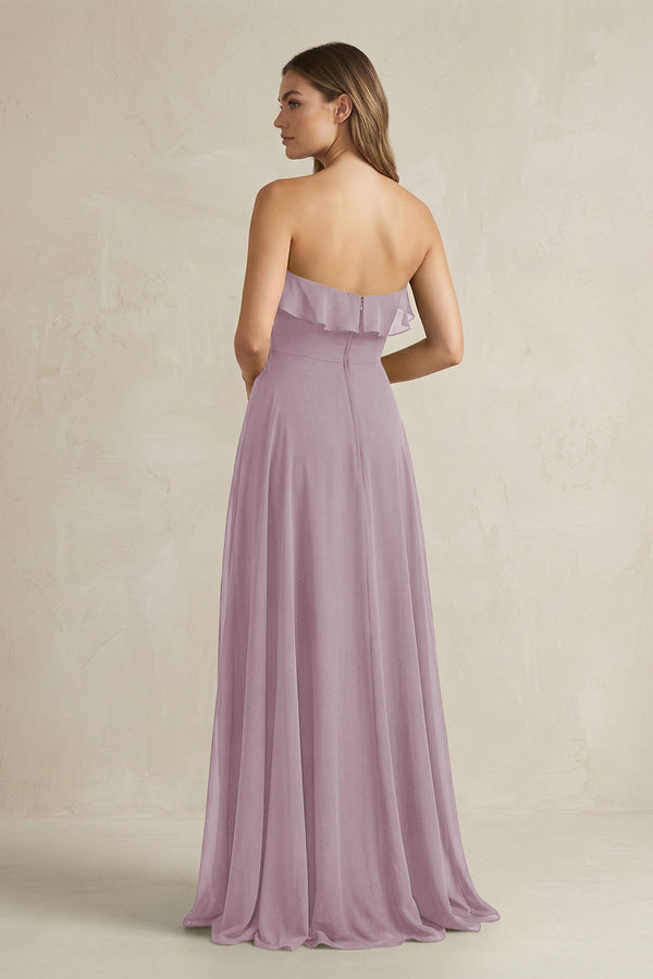 Sweetheart Ruffled A - Line Chiffon Bridesmaid Dress in Dusk - SHE IS ME Bridesmaid Dresses