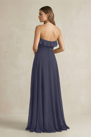 Sweetheart Ruffled A - Line Chiffon Bridesmaid Dress in Dusk Blue - SHE IS ME Bridesmaid Dresses