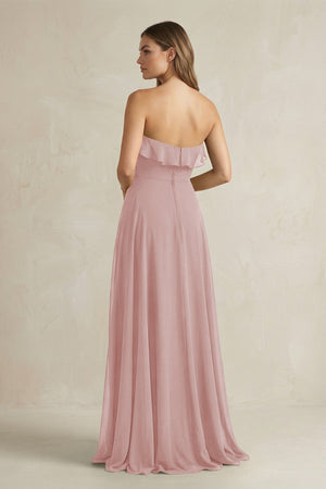 Sweetheart Ruffled A - Line Chiffon Bridesmaid Dress in Dusty Rose - SHE IS ME Bridesmaid Dresses